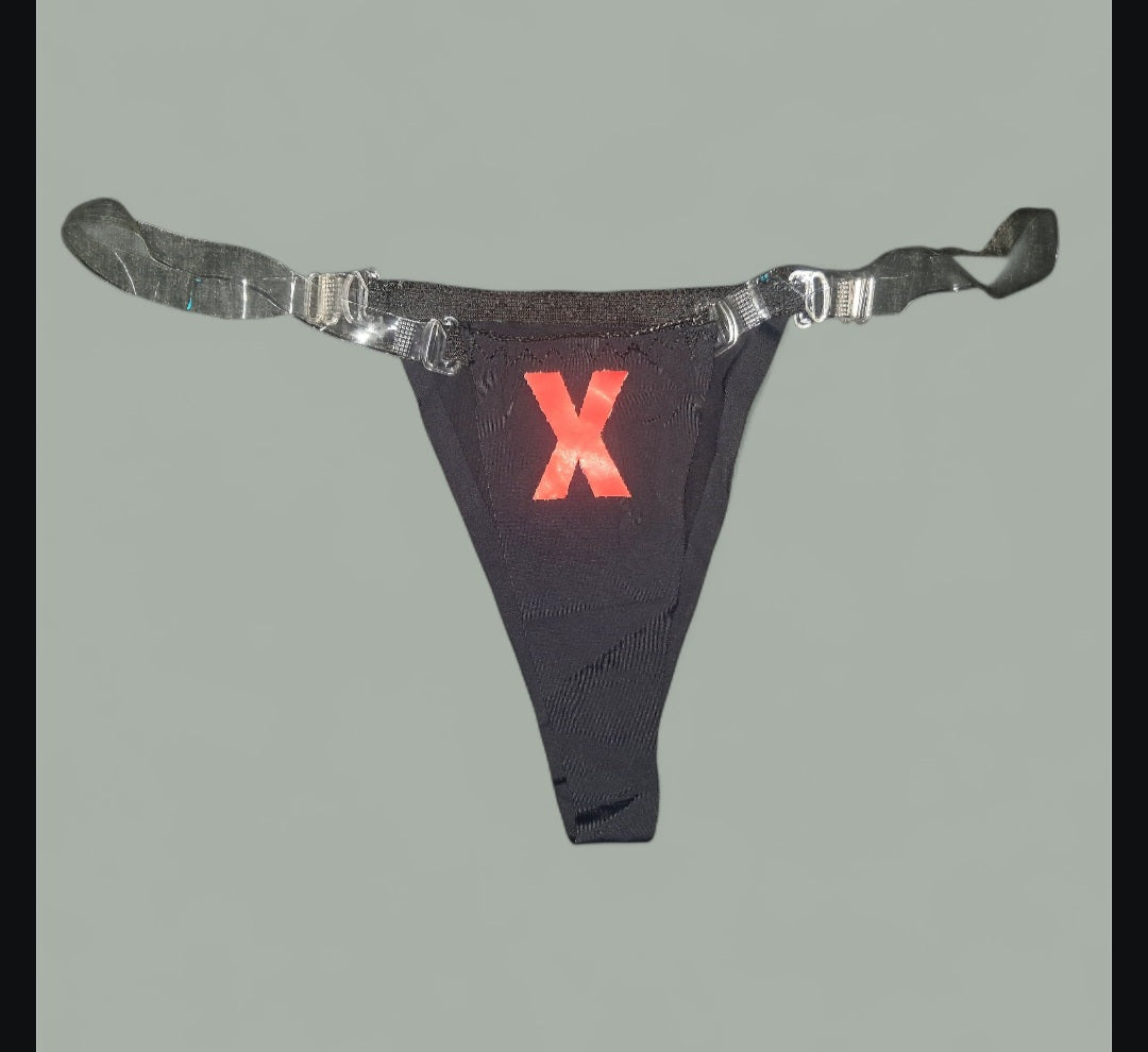 X Marks The Spot - Black & Red Ritual Activated See Through Thong