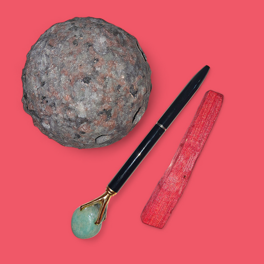 Amplified Manifesting Amazonite Stone Ritual Pen & Red Palo Santo Stick