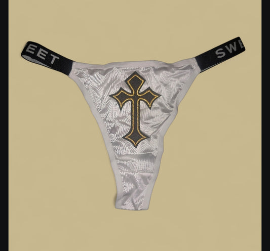 The Sweet Magical Flower - White / Gold / Black Ritual Activated Thong