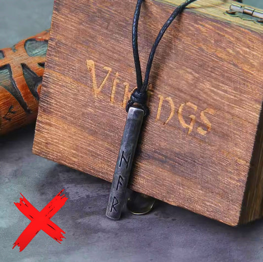 Masculine Runes Energy Cloaking & Protection Shield - Love & Life - Ritual Activated & Blessed Metal Carved Adjustable Necklace w/Wooden Gift Box