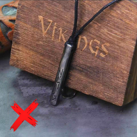 Masculine Runes Energy Cloaking & Protection Shield - Love & Life - Ritual Activated & Blessed Metal Carved Adjustable Necklace w/Wooden Gift Box