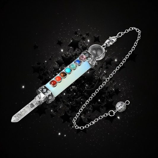 Crystal Powered Truth Giver - Opal Crystal Clear Quartz Chakra Pendulum - Ritual Protected & Activated