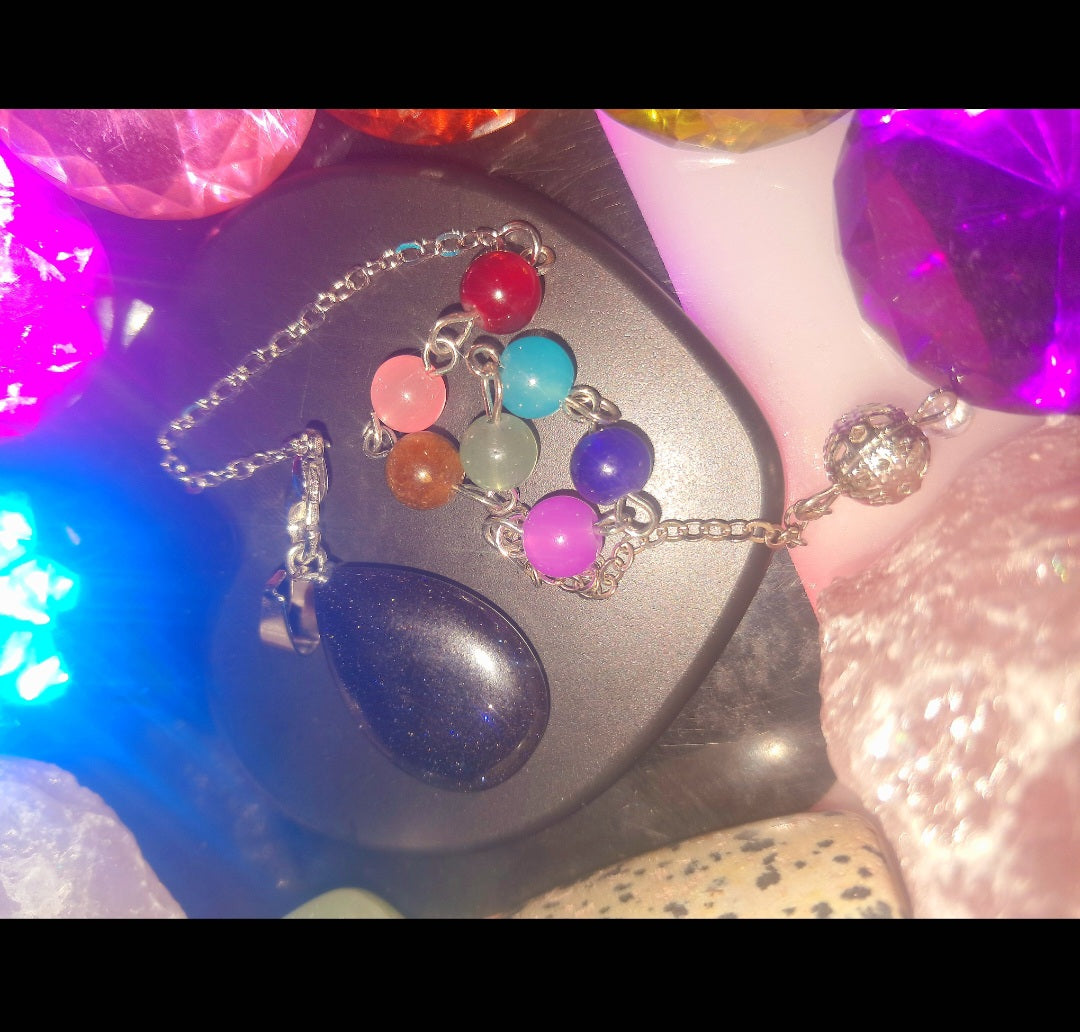 Blue Sandstone Quartz Pendulum & Necklace