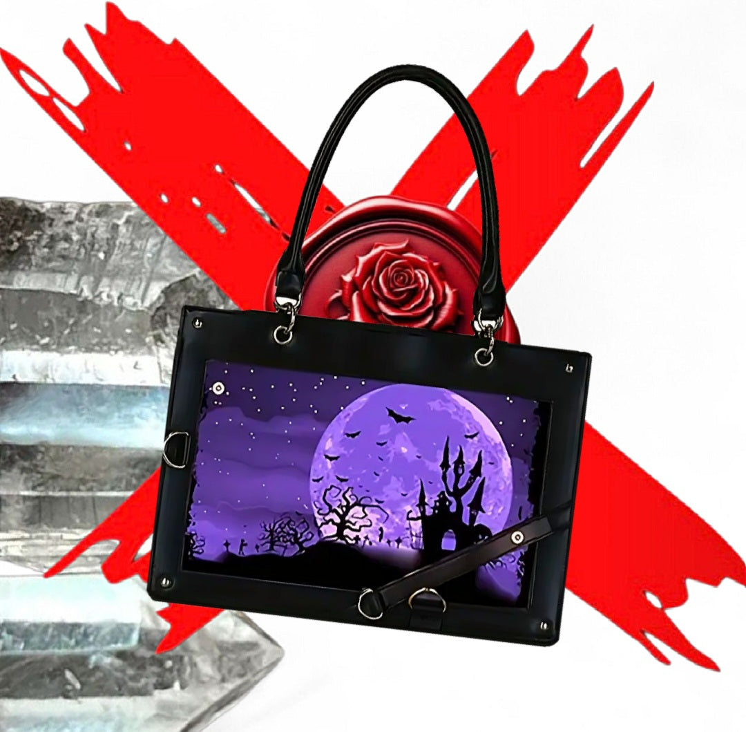 Transformation Goddess - Protection / Manifesting - Black / Purple Ritual Activated & Blessed Butterly & Moon Purse