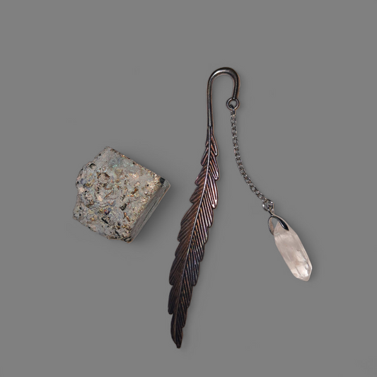 Bearer Of Powerful Insight & Guidance Book Mark Feather & Clear Quartz Ritual Activated