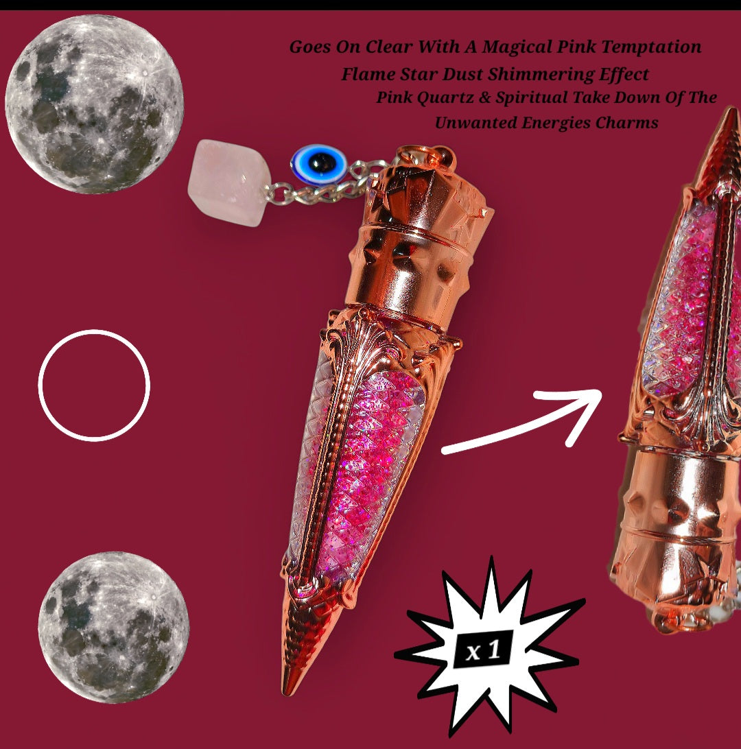Pink Flame - Galaxtic Star Dust Color Changing - Clear Ritual Activated & Blessed - Instant Manifestation & Cleansing Energy Lip Gloss