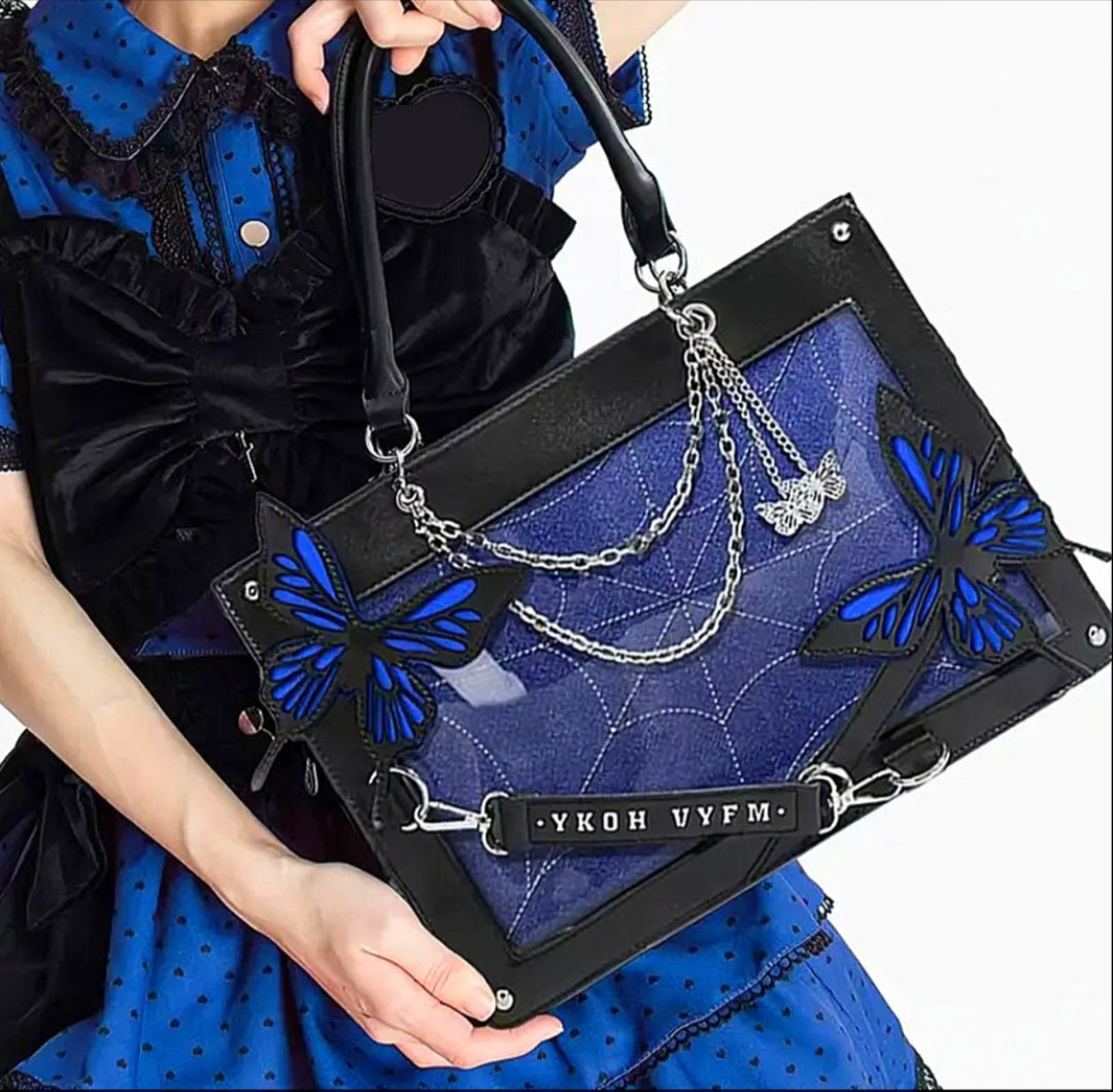 Transformation Goddess - Protection / Manifesting - Dark Blue / Black Ritual Activated & Blessed Butterly & Spider Web Purse