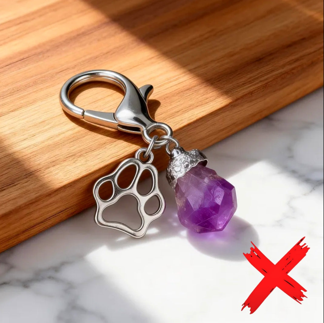 Amethyst Charmed - Energy Transmuter / Healing Protection From All Absorbing - Ritual Activated & Blessed Crystal Attachment For Familiar / Animal Collars