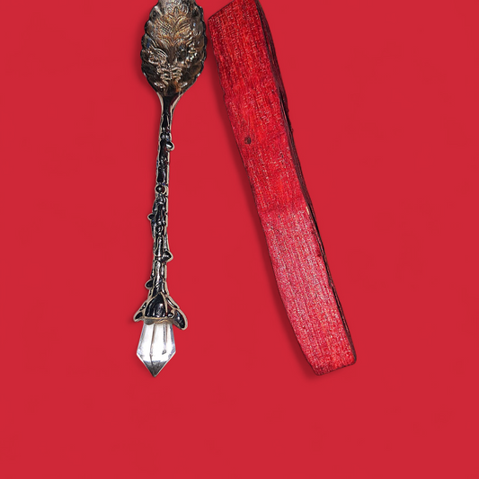 Amplified Manifesting Clear Crystal Ritual Spoon & Red Palo Santo Stick