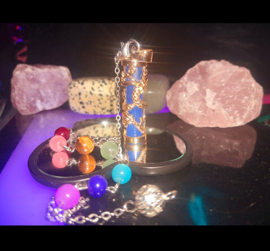 Dark Blue Glow In The Dark Pendulum & Necklace