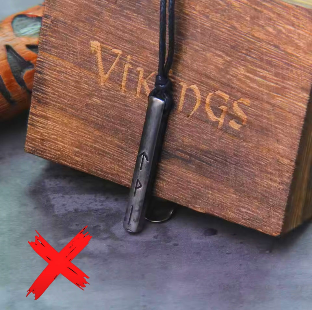 Masculine Runes Energy Cloaking & Protection Shield - Love & Life - Ritual Activated & Blessed Metal Carved Adjustable Necklace w/Wooden Gift Box